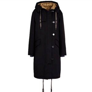 Theory Hooded Stretch Cotton Parka Black Trench M074411O